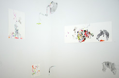 <p style="text-align: center;">Arcology.&nbsp;&copy;Ilona Anderson.&nbsp;2015&nbsp;</p>
<p style="text-align: center;">Instalation shot. detail.(Gouache and Lascaux Acrylics on archival papers and &nbsp;prints plus drawings on wall)</p>