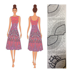 Option 3 - Print is more gradual from the yoke to the bodice to the skirt.