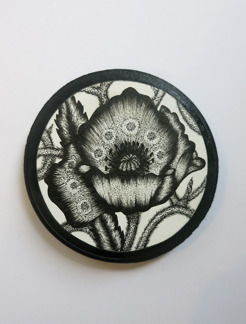 <p style="text-align: center;"><span class="serif_14"><strong>Small Flower</strong></span></p>
<p style="text-align: center;"><span class="serif_14">4' x 4' circle, mounted on wood</span></p>