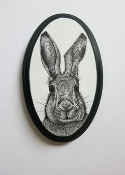 <p style="text-align: center;"><strong><span class="serif_14">Hare</span></strong></p>
<p style="text-align: center;"><span class="serif_14">3' x 5',&nbsp; oval mounted on wood</span></p>