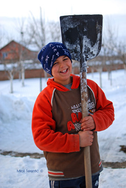 <p>Happy little winter worker</p>