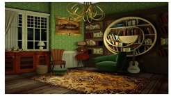 <p>Projeto feito para P&oacute;s Gradua&ccedil;&atilde;o, da mat&eacute;ria Cenografia para Cinema e TV.</p>
<p>Inspirado no mobili&aacute;rio e arquitetura do movimento Art Mouveau, com curvas e sinuosidades, florais e entalhes em madeira.&nbsp;</p>