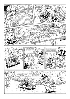 <p>Page 2 of a 2-page short sample story I created featuring Disney's Donald Duck. The layout is fashioned after the Danish and Dutch stories.&nbsp;&nbsp;</p>