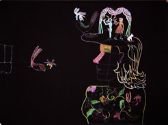 <p>"Night , Night, &nbsp;Has No Memory" 2002 (detail)</p>
<p>Gel pens on &nbsp;archival black &nbsp;paper. Size variable.</p>