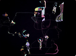 <p>"Night , Night, &nbsp;Has No Memory" 2002 (detail)</p>
<p>Gel pens on &nbsp;archival black &nbsp;paper. Size variable.</p>