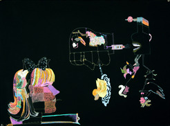 <p>"Night , Night, &nbsp;Has No Memory" 2002 (detail)</p>
<p>Gel pens on &nbsp;archival black &nbsp;paper. Size variable.</p>