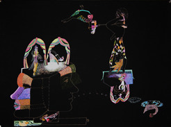 <p>"Night , Night, &nbsp;Has No Memory" 2002 (detail)</p>
<p>Gel pens on &nbsp;archival black &nbsp;paper. Size variable.</p>