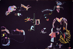 <p>"Night , Night, &nbsp;Has No Memory" 2002 (detail)</p>
<p>Gel pens on &nbsp;archival black &nbsp;paper. Size variable.</p>