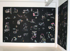 <p>"Night , Night, &nbsp;Has No Memory" 2002</p>
<p>Gel pens on &nbsp;archival black &nbsp;paper. Size variable.</p>