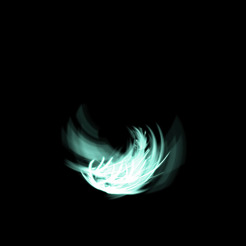 <p>Starting with just a black background and a brush stroke, I filtered, twirling, and distorted until I had this beautiful falling feather.</p>