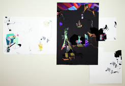 <p>"Home Land" &copy;Ilona Anderson. 2013/14</p>
<p>Pearlescent inks, gouache, Lascaux acrylics on archival black and white papers.</p>