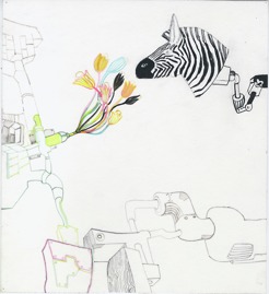 <p>Home Land."&copy;Ilona Anderson. 2014 8"x8"<br />Gouache and acrylic on archival papers.</p>