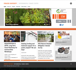 <p>I led the development of a new website for the Syracuse University Environmental Finance Center (efc..syr.edu) that was launched in June 2015. The site was populated using WordPress, with a custom theme provided by Syracuse University Online Platforms. I continue to maintain the site.</p>